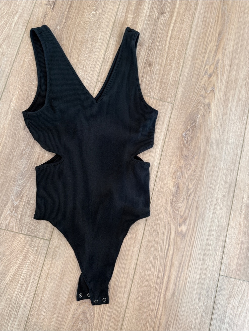 NWOT American Eagle Outfitters Black Ribbed Cutout sides One-Piece Bodysuit